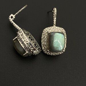 Karis Sterling Silver Labradorite CZ Earrings​​